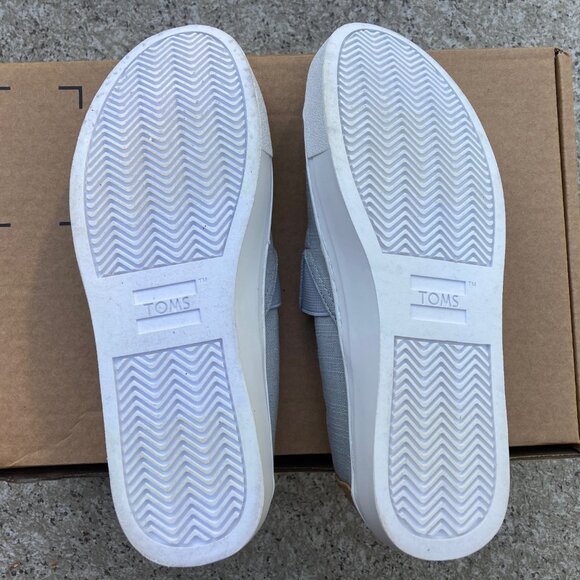 TOMS Devon Flat Sneaker | Women's Slip On Shoe | US 7 | Grey Canvas + Leather - Picture 6 of 7